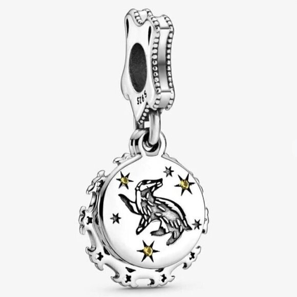 Sterling Silver Harry Potter Hufflepuff Dangle Charm - Picture 1 of 4